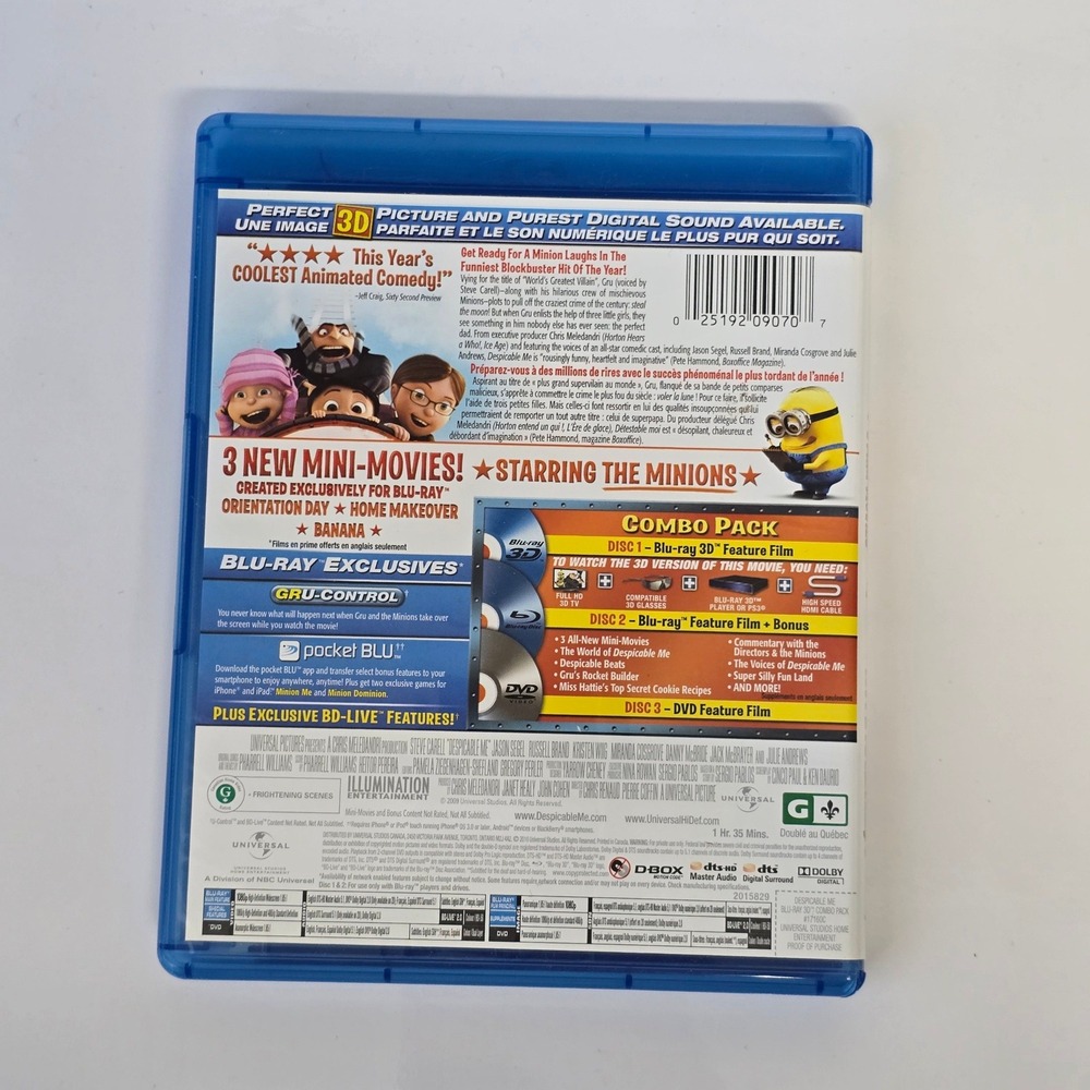 Despicable Me 3-Disc Combo Pack 3D Blu-ray‎ DVD [Missing DVD] - Picture 2 of 7